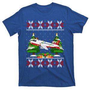 Airplane Christmas Tree Lights Ugly Sweater Santa Xmas Gift T-Shirt