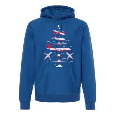 Airplane Christmas Tree Pilot Merry Christmas Xmas Tree Gift Premium Hoodie