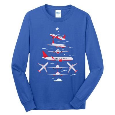 Airplane Christmas Tree Pilot Merry Christmas Xmas Tree Gift Tall Long Sleeve T-Shirt