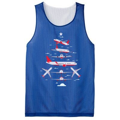 Airplane Christmas Tree Pilot Merry Christmas Xmas Tree Gift Mesh Reversible Basketball Jersey Tank