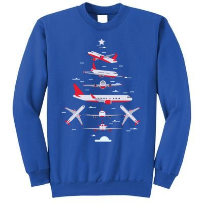 Airplane Christmas Tree Pilot Merry Christmas Xmas Tree Gift Tall Sweatshirt