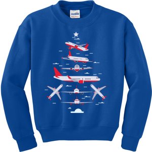 Airplane Christmas Tree Pilot Merry Christmas Xmas Tree Gift Kids Sweatshirt