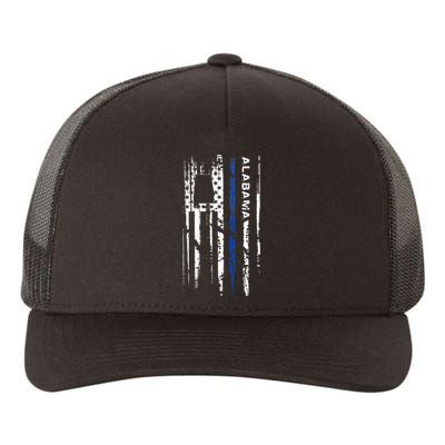 Alabama Cop Thin Blue Line Leo Police American Flag Yupoong Adult 5-Panel Trucker Hat