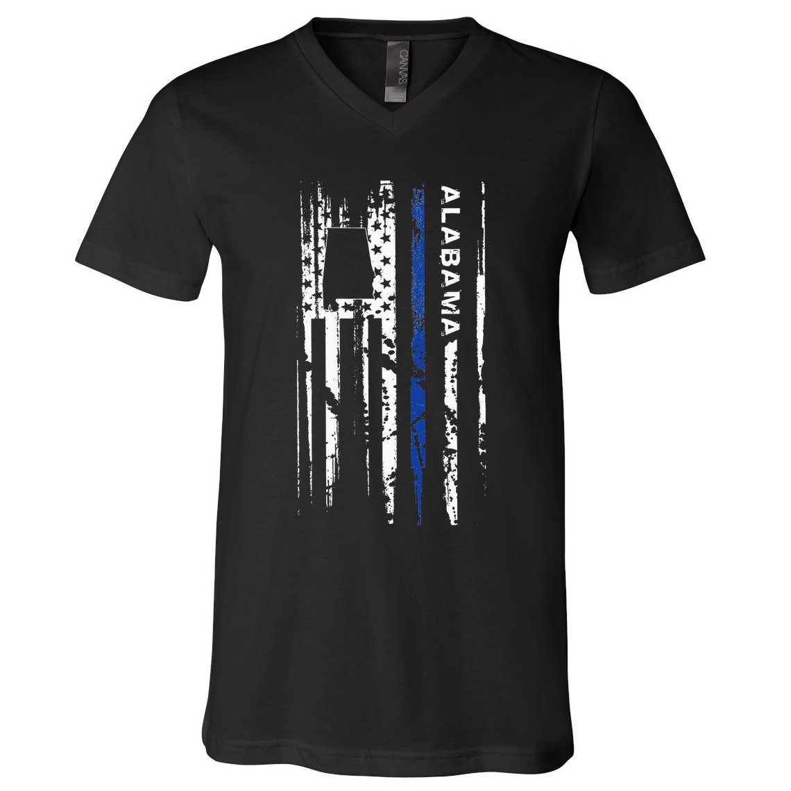 Alabama Cop Thin Blue Line Leo Police American Flag V-Neck T-Shirt
