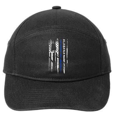 Alabama Cop Thin Blue Line Leo Police American Flag 7-Panel Snapback Hat