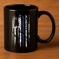 Alabama Cop Thin Blue Line Leo Police American Flag 11oz C Handle Ceramic Mug