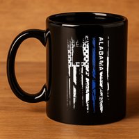 Alabama Cop Thin Blue Line Leo Police American Flag 11oz C Handle Ceramic Mug