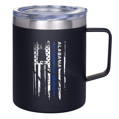 Alabama Cop Thin Blue Line Leo Police American Flag 12oz Stainless Steel Coffee Mug
