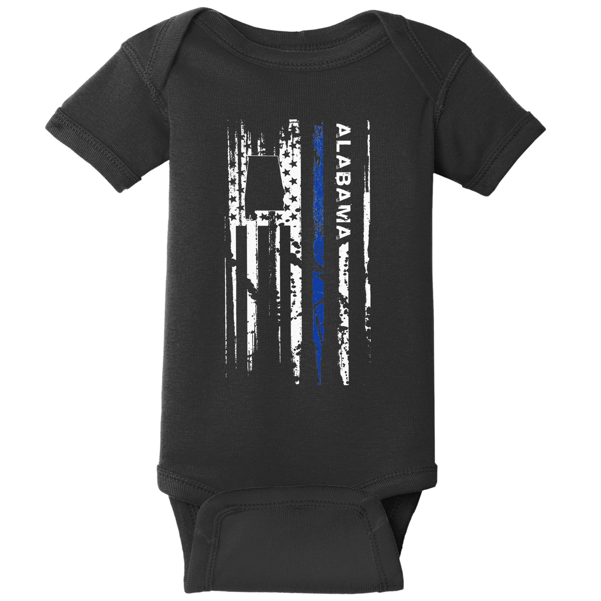 Alabama Cop Thin Blue Line Leo Police American Flag Baby Bodysuit