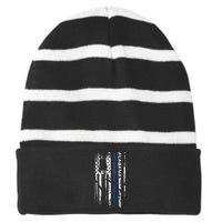 Alabama Cop Thin Blue Line Leo Police American Flag Striped Beanie with Solid Band