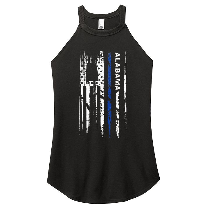 Alabama Cop Thin Blue Line Leo Police American Flag Women's Perfect Tri Rocker Tank
