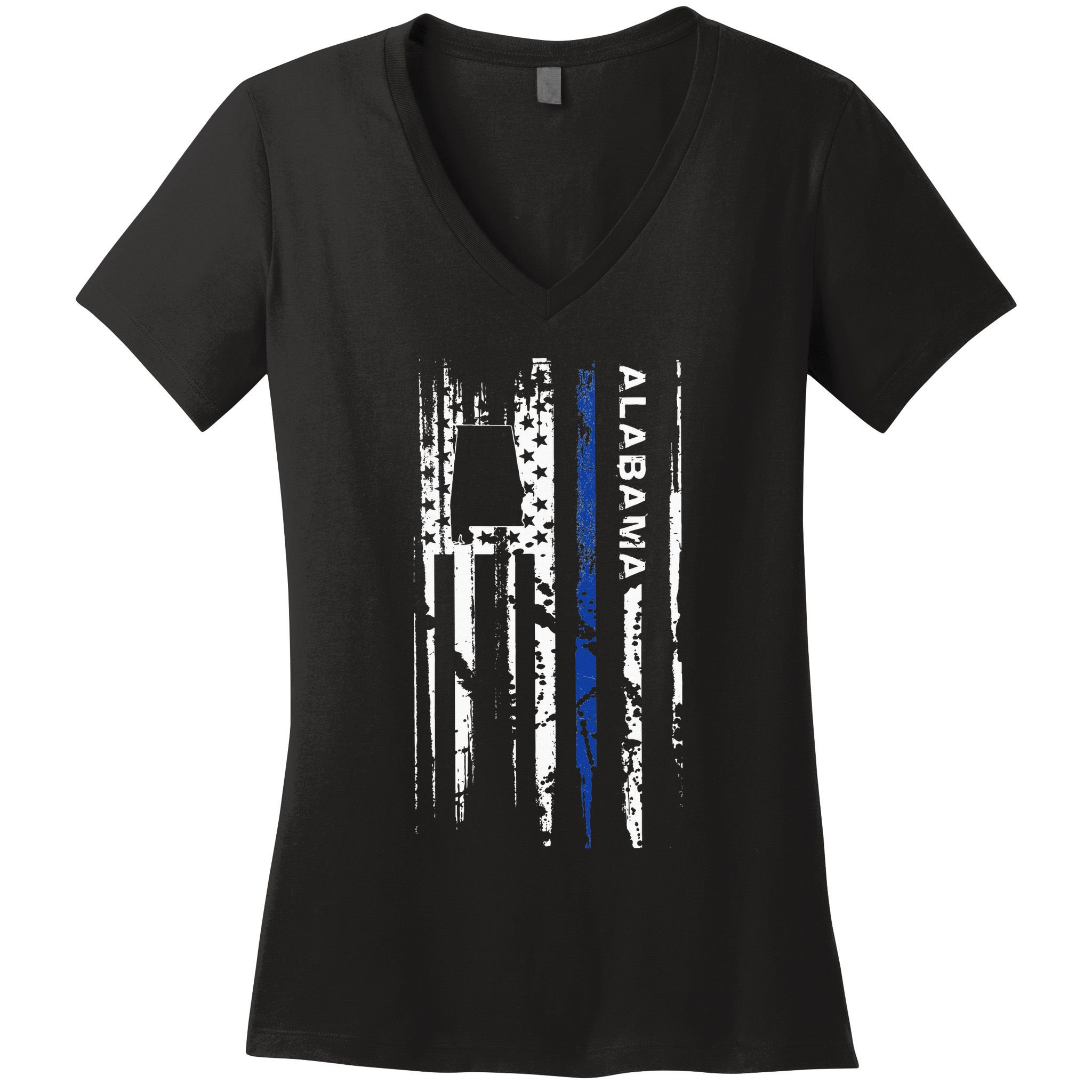 Alabama Cop Thin Blue Line Leo Police American Flag Women's V-Neck T-Shirt