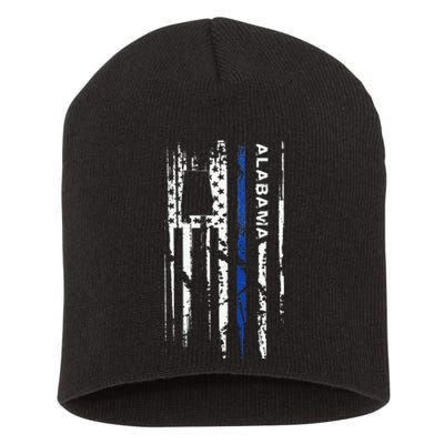 Alabama Cop Thin Blue Line Leo Police American Flag Short Acrylic Beanie