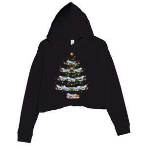 Airplane Christmas Tree Lights Santa Airplane Xmas Cool Gift Crop Fleece Hoodie