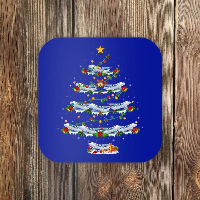 Airplane Christmas Tree Lights Santa Airplane Xmas Cool Gift Coaster