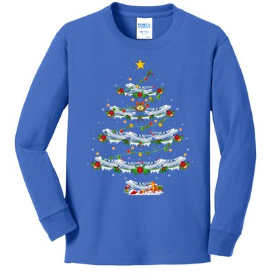 Airplane Christmas Tree Lights Santa Airplane Xmas Cool Gift Kids Long Sleeve Shirt