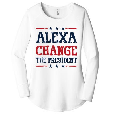 Alexa Change The President Funny 4th Of July Political Women's Perfect Tri Tunic Long Sleeve Shirt