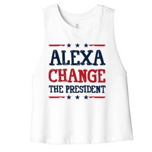 Alexa Change The President Funny 4th Of July Political Women's Racerback Cropped Tank