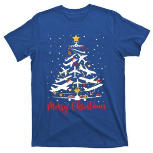 Airplane Christmas Tree Merry Christmas Most Likely Pilot Gift T-Shirt