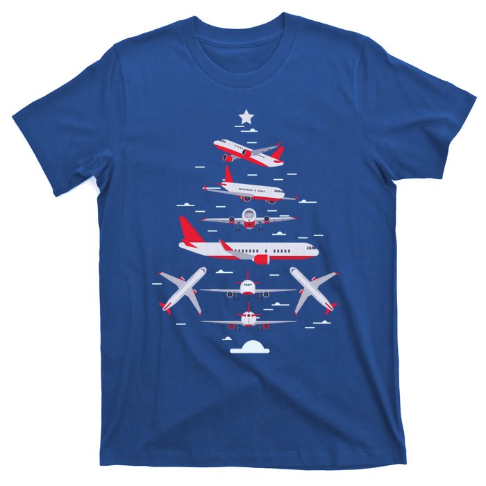 Airplane Christmas Tree Pilot Merry Christmas Xmas Tree Funny Gift T-Shirt