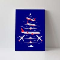 Airplane Christmas Tree Pilot Merry Christmas Xmas Tree Funny Gift Canvas