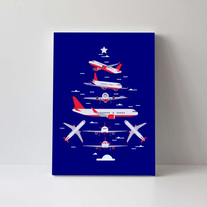 Airplane Christmas Tree Pilot Merry Christmas Xmas Tree Funny Gift Canvas