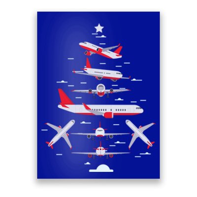 Airplane Christmas Tree Pilot Merry Christmas Xmas Tree Funny Gift Poster