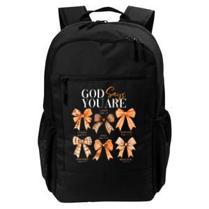 Autumn Christian Thanksgiving Coquette Bow God Says You Are Daily Commute Backpack