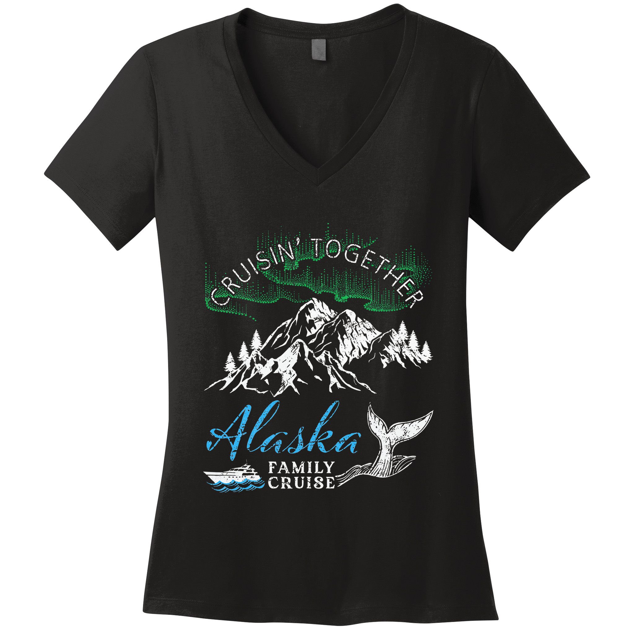 Alaska Cruisin Together Family Cruise North Lights Cruising Women's V-Neck T-Shirt