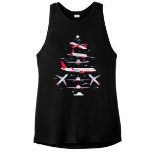 Airplane Christmas Tree Pilot Merry Christmas Xmas Tree Gift Ladies PosiCharge Tri-Blend Wicking Tank