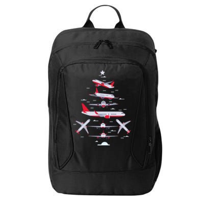 Airplane Christmas Tree Pilot Merry Christmas Xmas Tree Gift City Backpack