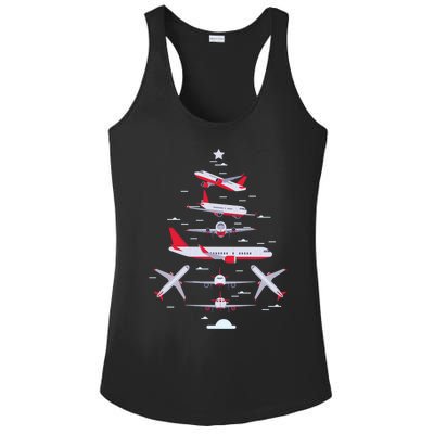 Airplane Christmas Tree Pilot Merry Christmas Xmas Tree Gift Ladies PosiCharge Competitor Racerback Tank