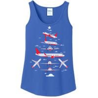 Airplane Christmas Tree Pilot Merry Christmas Xmas Tree Gift Ladies Essential Tank