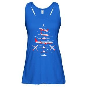 Airplane Christmas Tree Pilot Merry Christmas Xmas Tree Gift Ladies Essential Flowy Tank