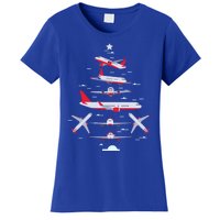 Airplane Christmas Tree Pilot Merry Christmas Xmas Tree Gift Women's T-Shirt