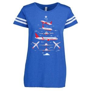 Airplane Christmas Tree Pilot Merry Christmas Xmas Tree Gift Enza Ladies Jersey Football T-Shirt