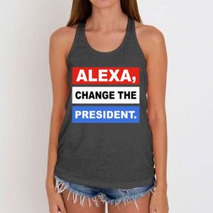 Alexa Change The President Funny Quote Humor Women's Knotted Racerback Tank