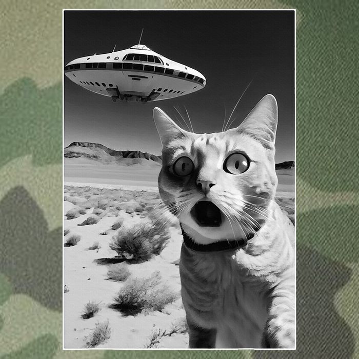 A cat taking a selfie with a ufo spaceship funny pun meme Legacy Tie Dye Trucker Hat