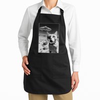 A cat taking a selfie with a ufo spaceship funny pun meme Apron