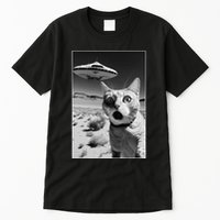A cat taking a selfie with a ufo spaceship funny pun meme Tall T-Shirt