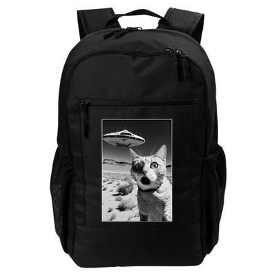 A cat taking a selfie with a ufo spaceship funny pun meme Backpack
