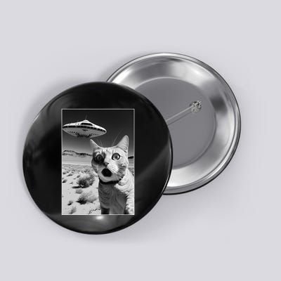 A cat taking a selfie with a ufo spaceship funny pun meme Button