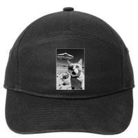 A cat taking a selfie with a ufo spaceship funny pun meme 7-Panel Snapback Hat