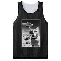 A cat taking a selfie with a ufo spaceship funny pun meme Mesh Reversible Basketball Jersey Tank