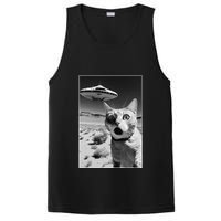 A cat taking a selfie with a ufo spaceship funny pun meme PosiCharge Competitor Tank