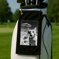 A cat taking a selfie with a ufo spaceship funny pun meme Golf Towel