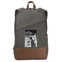 A cat taking a selfie with a ufo spaceship funny pun meme Cotton Canvas Backpack