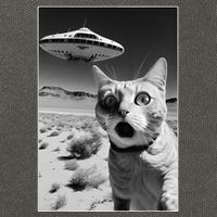 A cat taking a selfie with a ufo spaceship funny pun meme Cotton Canvas Backpack