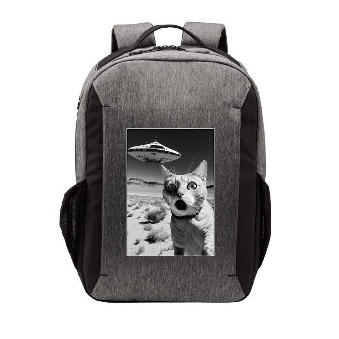 A cat taking a selfie with a ufo spaceship funny pun meme Vector Backpack