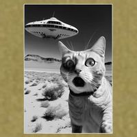 A cat taking a selfie with a ufo spaceship funny pun meme Garment-Dyed Women's Muscle Tee